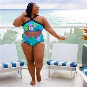 Floral Print High Neck Bikini